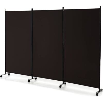 GIANTEX Paravent à 3 Panneaux Pliable Détachable 262x180cm avec 8 RoulettesClosion de Séparation pour ChambreCadre en FerCafé Blanc - Publicité GIANTEX Paravent à 3 Panneaux Pliable Détachable 262x180cm avec 8 RoulettesClosion de Séparation pour ChambreCadre en FerCafé Blanc - Publicité