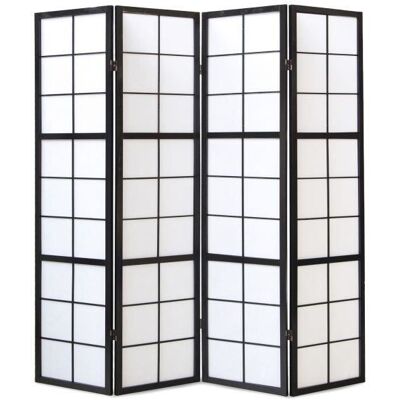 PEGANE Paravent japonais bois noir de 4 pans Noir - Publicité PEGANE Paravent japonais bois noir de 4 pans Noir - Publicité