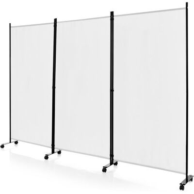 GIANTEX Paravent à 3 Panneaux Pliable avec 8 Roues- 262x180 cm-Closion de Séparation- Cadre en Fer-pour Extérieur/Intérieur- Blanc Blanc - Publicité GIANTEX Paravent à 3 Panneaux Pliable avec 8 Roues- 262x180 cm-Closion de Séparation- Cadre en Fer-pour Extérieur/Intérieur- Blanc Blanc - Publicité