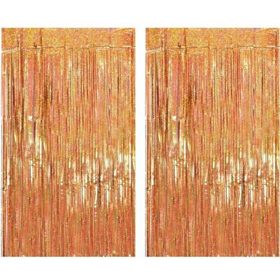 WHIQUTEY Lot de 2 Rideaux à Franges Métalliques Rose Or (1x2m) Décoration Brillante pour Anniversaires et Mariages . Rose - Publicité WHIQUTEY Lot de 2 Rideaux à Franges Métalliques Rose Or (1x2m) Décoration Brillante pour Anniversaires et Mariages . Rose - Publicité