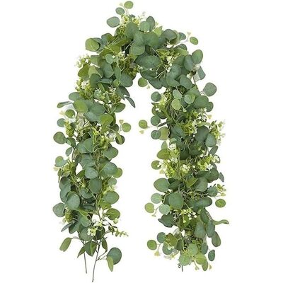 CUNEARY Guirlande Eucalyptus Artificiel 1.8m avec Fleurs Décoration Arche Mariage Centre Table - Publicité CUNEARY Guirlande Eucalyptus Artificiel 1.8m avec Fleurs Décoration Arche Mariage Centre Table - Publicité