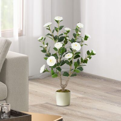 Arbre de Camélia Artificiel de 90 cm - COSTWAY - Plante à Fleurs Artificielles dans un Pot de Pépinière Blanc pour Salon Bureau Blanc - Publicité Arbre de Camélia Artificiel de 90 cm - COSTWAY - Plante à Fleurs Artificielles dans un Pot de Pépinière Blanc pour Salon Bureau Blanc - Publicité