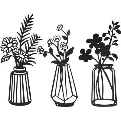 MAS 3 Pièces Fleurs en Métal Décoration Murale Art Mural en Métal Noir Sculpture Murale Florale en Métal pour Patio Balcon Salon Cham Noir - Publicité MAS 3 Pièces Fleurs en Métal Décoration Murale Art Mural en Métal Noir Sculpture Murale Florale en Métal pour Patio Balcon Salon Cham Noir - Publicité