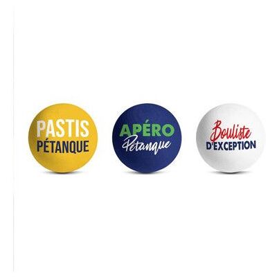 STC Lot de 3 cochonnets modèle pétanque club - Publicité STC Lot de 3 cochonnets modèle pétanque club - Publicité