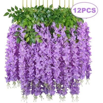Guirlande de glycines artificielles à suspendre fleurs en soie pour décoration dintérieur mariage fête de jardin (12 YYV Violet - Publicité Guirlande de glycines artificielles à suspendre fleurs en soie pour décoration dintérieur mariage fête de jardin (12 YYV Violet - Publicité