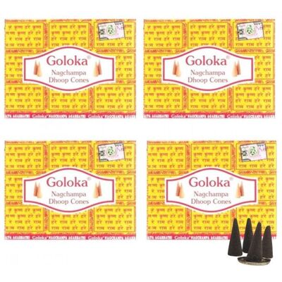 Encens Indien Nag Champa 4 boîtes de 10 cônes Goloka - Publicité Encens Indien Nag Champa 4 boîtes de 10 cônes Goloka - Publicité