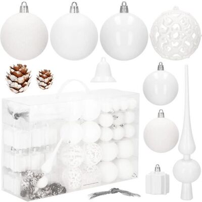 Boules de Noël - SPRINGOS - 100 pièces - Plastique incassable - Blanc - Décorations variées Blanc - Publicité Boules de Noël - SPRINGOS - 100 pièces - Plastique incassable - Blanc - Décorations variées Blanc - Publicité