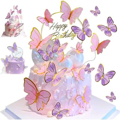 ANTENGRIN 21 Pièces Decoration Gateau AnniversairePapillon Décoration Gâteau de MariageFille - Publicité ANTENGRIN 21 Pièces Decoration Gateau AnniversairePapillon Décoration Gâteau de MariageFille - Publicité
