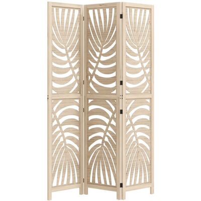 Paravent interieur - HOMCOM - en bois - 3 panneaux 120 x 170 cm - pliable et portable motif de feuille design amovible - naturel Beige - Publicité Paravent interieur - HOMCOM - en bois - 3 panneaux 120 x 170 cm - pliable et portable motif de feuille design amovible - naturel Beige - Publicité