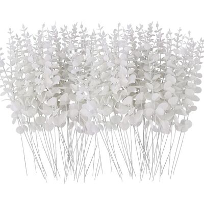 BGHYHYHI 36 tiges d’eucalyptus artificielles pour décoration florale mariage et intérieur campagne Blanc - Publicité BGHYHYHI 36 tiges d’eucalyptus artificielles pour décoration florale mariage et intérieur campagne Blanc - Publicité