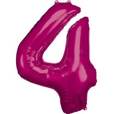 Ballon chiffre - Amscan - Numéro 4 - Aluminium - 66 x 88 cm - Rose Rose - Publicité Ballon chiffre - Amscan - Numéro 4 - Aluminium - 66 x 88 cm - Rose Rose - Publicité