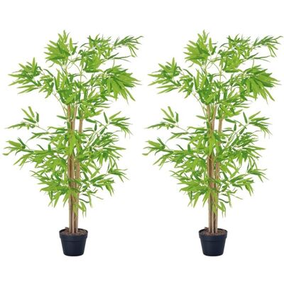 ot de 2 bambous artificiels Outsunny Hauteur 15 m 644 Feuilles denses réalistes Pot Inclus Noir avec Lichen Vert Vert - Publicité ot de 2 bambous artificiels Outsunny Hauteur 15 m 644 Feuilles denses réalistes Pot Inclus Noir avec Lichen Vert Vert - Publicité