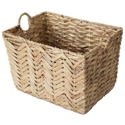 CALICOSY - Panier haut en jacinthe deau grand modèle - L52xH37 cm - Bois clair Beige - Publicité CALICOSY - Panier haut en jacinthe deau grand modèle - L52xH37 cm - Bois clair Beige - Publicité