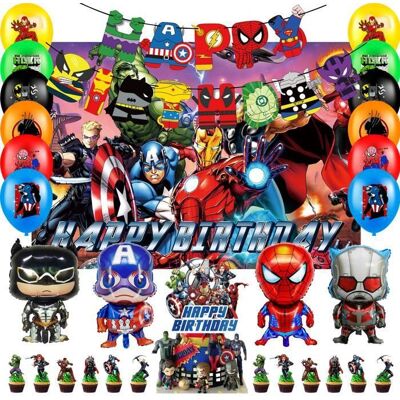 Décoration de fête - INBOXXARTY - Ensemble Marvel Super-héros - Bannières & toile de fond - Ballons 22 pcs - Décor gâteau & cupcakes - Publicité Décoration de fête - INBOXXARTY - Ensemble Marvel Super-héros - Bannières & toile de fond - Ballons 22 pcs - Décor gâteau & cupcakes - Publicité