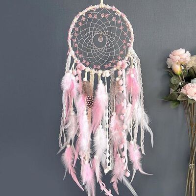 BEIJIYI Attrape-rêves pour filles Boho attrape-rêves mural suspendu en plumes roses attrape-rêves fait à la main Rose - Publicité BEIJIYI Attrape-rêves pour filles Boho attrape-rêves mural suspendu en plumes roses attrape-rêves fait à la main Rose - Publicité
