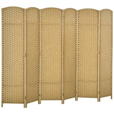 Paravent interieur - HOMCOM - en bois - 6 panneaux - 240 x 170 cm - pour salon chambre à coucher - bois naturel Beige - Publicité Paravent interieur - HOMCOM - en bois - 6 panneaux - 240 x 170 cm - pour salon chambre à coucher - bois naturel Beige - Publicité