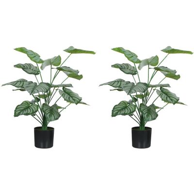 Lot de 2 plantes artificielles intérieures - HOMCOM - 65 cm - pot en plastique et flocage - vert Vert - Publicité Lot de 2 plantes artificielles intérieures - HOMCOM - 65 cm - pot en plastique et flocage - vert Vert - Publicité