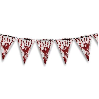 FIESTAS GUIRCA Guirlande fanions en papier Halloween ensanglanté 3 m Blanc - Publicité FIESTAS GUIRCA Guirlande fanions en papier Halloween ensanglanté 3 m Blanc - Publicité