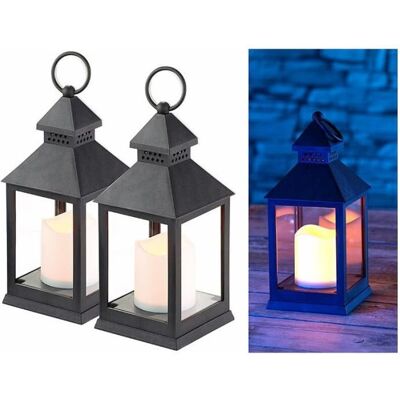 Lanterne LED - Lunartec - Noir - Effet flamme vacillante - Lot de 2 - Minuteur intégré Noir - Publicité Lanterne LED - Lunartec - Noir - Effet flamme vacillante - Lot de 2 - Minuteur intégré Noir - Publicité