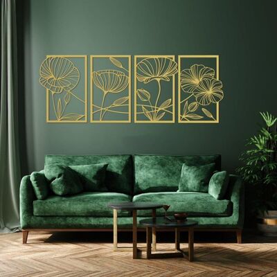 ZVVN Lot 4 décorations murales métal doré fleurs de lotus 24×40 cm salon bureau maison hôtel - Publicité ZVVN Lot 4 décorations murales métal doré fleurs de lotus 24×40 cm salon bureau maison hôtel - Publicité