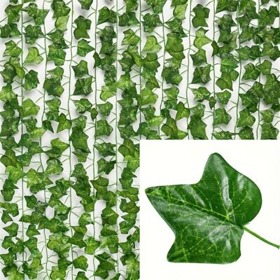 S'AGRANDIR Lot de 12 guirlandes de lierre artificiel — Idéal pour la décoration murale de chambres jardins bureaux et mariages - Publicité S'AGRANDIR Lot de 12 guirlandes de lierre artificiel — Idéal pour la décoration murale de chambres jardins bureaux et mariages - Publicité