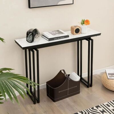 GIANTEX Console Meuble Entrée à 1 Étage Imprimée Marbre NoirTable Console Scandinave pour Entrée/SalonCadre en Métal110x 30x Blanc - Publicité GIANTEX Console Meuble Entrée à 1 Étage Imprimée Marbre NoirTable Console Scandinave pour Entrée/SalonCadre en Métal110x 30x Blanc - Publicité