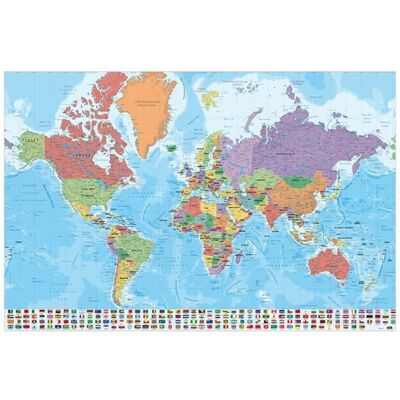 Grupo Erik Carte du Monde Ita Physique Politique Affiche 91,5x61cm - Publicité Grupo Erik Carte du Monde Ita Physique Politique Affiche 91,5x61cm - Publicité