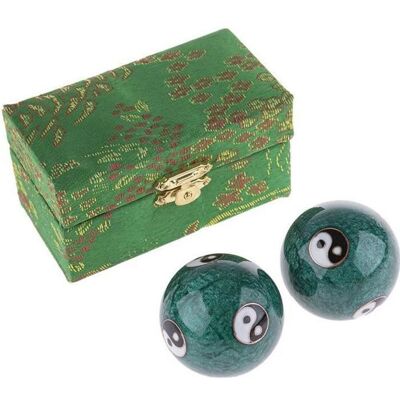 Boules de santé Qi Gong - LA CHINEUSE - Yin Yang - 45 mm - émail cloisonné - vert - coffret satiné Vert - Publicité Boules de santé Qi Gong - LA CHINEUSE - Yin Yang - 45 mm - émail cloisonné - vert - coffret satiné Vert - Publicité