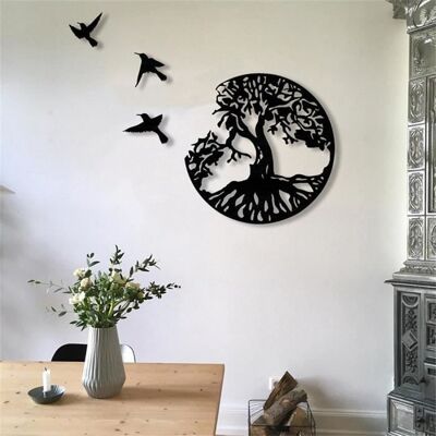 ROKOO Décoration murale - Larbre de vie - 3 oiseaux - Métal noir - Style contemporain - À suspendre Noir - Publicité ROKOO Décoration murale - Larbre de vie - 3 oiseaux - Métal noir - Style contemporain - À suspendre Noir - Publicité