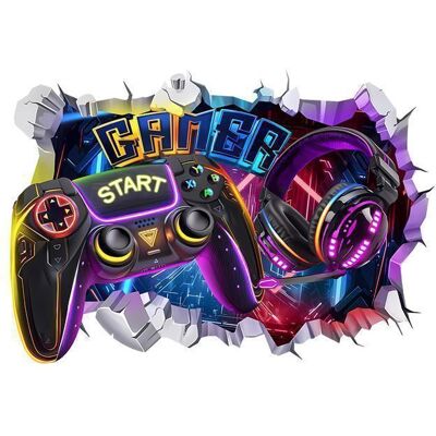 ALFOYU Stickers Muraux Gamer 3D Autocollant Mural Gaming Jeux Vidéo Décoration Murale Salle de Jeux Chambre Adolescents Dortoir Noir - Publicité ALFOYU Stickers Muraux Gamer 3D Autocollant Mural Gaming Jeux Vidéo Décoration Murale Salle de Jeux Chambre Adolescents Dortoir Noir - Publicité