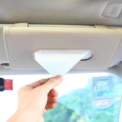 S'AGRANDIR Boîte à mouchoirs pour pare-soleil de voiture porte-mouchoirs à clipser sur le siège arrière et le dossier (beige) - Publicité S'AGRANDIR Boîte à mouchoirs pour pare-soleil de voiture porte-mouchoirs à clipser sur le siège arrière et le dossier (beige) - Publicité