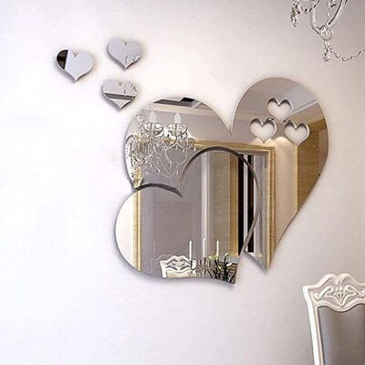 CZYDDD Miroir Stickers Muraux 3D Cristal Double Coeur Acrylique DIY Art Stickers Muraux Maison Salon Salle De Bain TV Fond Décoration (Arg Gris - Publicité CZYDDD Miroir Stickers Muraux 3D Cristal Double Coeur Acrylique DIY Art Stickers Muraux Maison Salon Salle De Bain TV Fond Décoration (Arg Gris - Publicité