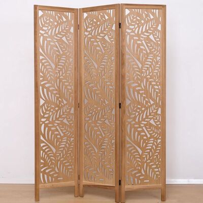 PEGANE Paravent ajouré séparateur de pièce en bois avec motifs feuille 3 pans coloris brun clair - Hauteur 170 x longueur 120 cm Marron - Publicité PEGANE Paravent ajouré séparateur de pièce en bois avec motifs feuille 3 pans coloris brun clair - Hauteur 170 x longueur 120 cm Marron - Publicité