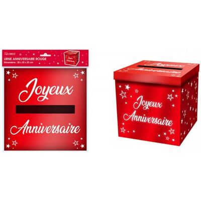 SURPRISEZ VOUS Urne - Joyeux Anniversaire - 20cm - Rouge métallisé - Décoration de fête - Mixte Rouge - Publicité SURPRISEZ VOUS Urne - Joyeux Anniversaire - 20cm - Rouge métallisé - Décoration de fête - Mixte Rouge - Publicité