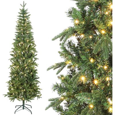 Sapin de Noël artificiel - HOMCOM - slim - 300 lumières 8 modes déclairage 826 branches - plastique ignifuge - 210H cm - vert Vert - Publicité Sapin de Noël artificiel - HOMCOM - slim - 300 lumières 8 modes déclairage 826 branches - plastique ignifuge - 210H cm - vert Vert - Publicité