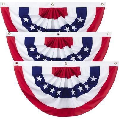 NOBRAND Fanions Decoratifs 3 Pieces 2x4 Pieds Drapeaux Americains Plisses Decoration Fete Patriotique - Publicité NOBRAND Fanions Decoratifs 3 Pieces 2x4 Pieds Drapeaux Americains Plisses Decoration Fete Patriotique - Publicité