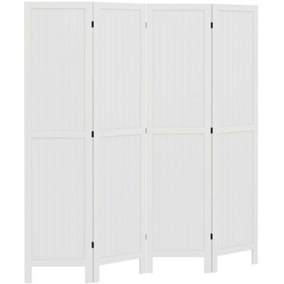 Paravent intérieur - séparateur de pièce - HOMCOM - pliable 4 panneaux - bois - 160x170cm - blanc Blanc - Publicité Paravent intérieur - séparateur de pièce - HOMCOM - pliable 4 panneaux - bois - 160x170cm - blanc Blanc - Publicité