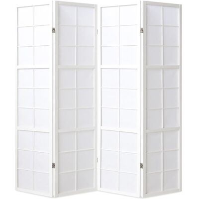 PEGANE Paravent japonais grands carreaux bois blanc et papier de riz - 4 pans - Dim : H 1786 Blanc - Publicité PEGANE Paravent japonais grands carreaux bois blanc et papier de riz - 4 pans - Dim : H 1786 Blanc - Publicité