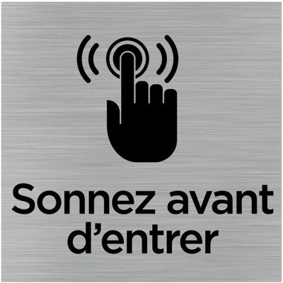 SIGNALETIQUE.BIZ FRANCE Plaque de porte carré pictogramme sonnez avant dentrer 150 x 150 mm (15x15 cm) Aluminium brossé Gris - Publicité SIGNALETIQUE.BIZ FRANCE Plaque de porte carré pictogramme sonnez avant dentrer 150 x 150 mm (15x15 cm) Aluminium brossé Gris - Publicité