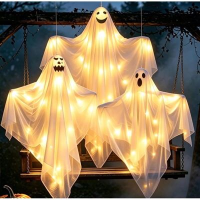 SANS MARQUE Halloween Décoration Fantôme Lot de 3 pour événement Halloween pour Halloween intérieur et extérieur - Publicité SANS MARQUE Halloween Décoration Fantôme Lot de 3 pour événement Halloween pour Halloween intérieur et extérieur - Publicité