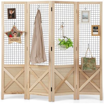 COSTWAY Paravent 4 Panneaux Pliable 151 x 144 cm en Bois de Paulownia Utilisation à lintérieur et à lextérieur Nature Marron - Publicité COSTWAY Paravent 4 Panneaux Pliable 151 x 144 cm en Bois de Paulownia Utilisation à lintérieur et à lextérieur Nature Marron - Publicité