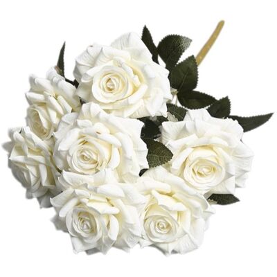 Rexon Fleurs artificielles Lot de 4 bouquets de roses artificielles blanches fleurs décoratives décoration intérieure et cadeaux de fête Blanc - Publicité Rexon Fleurs artificielles Lot de 4 bouquets de roses artificielles blanches fleurs décoratives décoration intérieure et cadeaux de fête Blanc - Publicité