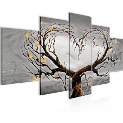 Tableau Décoration Murale 200x100 cm Runa art 002351c Arbre et Cœur - 5 Panneaux Deco Toile Prêt à Accrocher - Marron Blanc - Publicité Tableau Décoration Murale 200x100 cm Runa art 002351c Arbre et Cœur - 5 Panneaux Deco Toile Prêt à Accrocher - Marron Blanc - Publicité