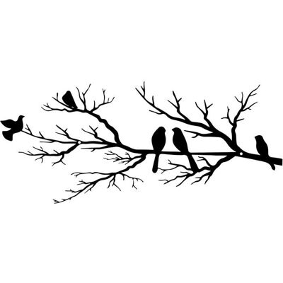ZVVN Décoration murale métal extérieur oiseaux sur branche feuilles noires maison balcon jardin Noir - Publicité ZVVN Décoration murale métal extérieur oiseaux sur branche feuilles noires maison balcon jardin Noir - Publicité