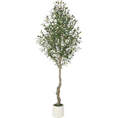 AFFINITYFURN Olivier - Plantes artificielles - 180 cm - Avec pot blanc - Pour la maison le salon la chambre à coucher le bureau - Décoration Blanc - Publicité AFFINITYFURN Olivier - Plantes artificielles - 180 cm - Avec pot blanc - Pour la maison le salon la chambre à coucher le bureau - Décoration Blanc - Publicité