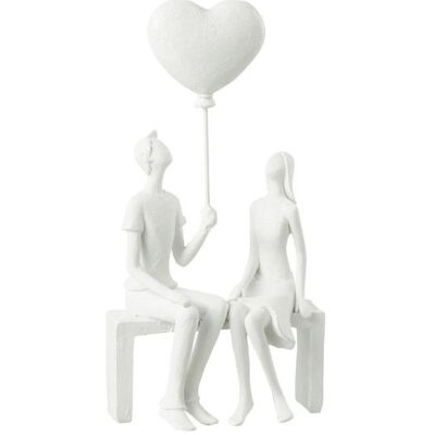 J-LINE Statuette Déco Couple Assis Ballon 23cm Blanc Blanc - Publicité J-LINE Statuette Déco Couple Assis Ballon 23cm Blanc Blanc - Publicité