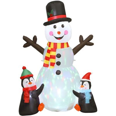 Bonhomme de neige et pingouins gonflable de Noël - Outsunny - lumières LED - intérieur extérieur - polyester - 180 cm - multicolore Blanc - Publicité Bonhomme de neige et pingouins gonflable de Noël - Outsunny - lumières LED - intérieur extérieur - polyester - 180 cm - multicolore Blanc - Publicité
