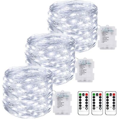 CHANGM Lot de 3 Guirlande Lumineuse a Pile10M 100LED Guirlande Led à Pile avec Télécommande 8Modes Fonction Minuterie IP65 - Blanc Froid Blanc - Publicité CHANGM Lot de 3 Guirlande Lumineuse a Pile10M 100LED Guirlande Led à Pile avec Télécommande 8Modes Fonction Minuterie IP65 - Blanc Froid Blanc - Publicité