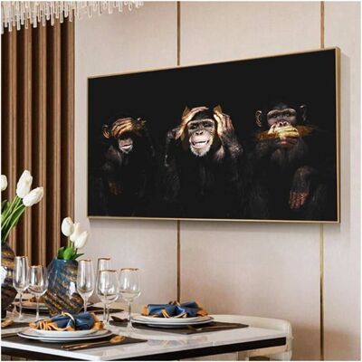 Imprimer 3 singes photo toile art mural affiches et impressions peinture décor à la maison salon décoration 60x100cm sans cadre - Publicité Imprimer 3 singes photo toile art mural affiches et impressions peinture décor à la maison salon décoration 60x100cm sans cadre - Publicité