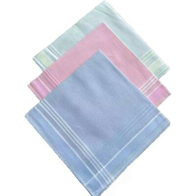 Lot de 12 mouchoirs femme pastel 29x29 cm 100% coton - Publicité Lot de 12 mouchoirs femme pastel 29x29 cm 100% coton - Publicité